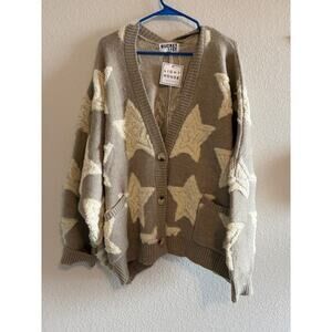 Meet me at Midnight Taupe Oversized Star Cardigan